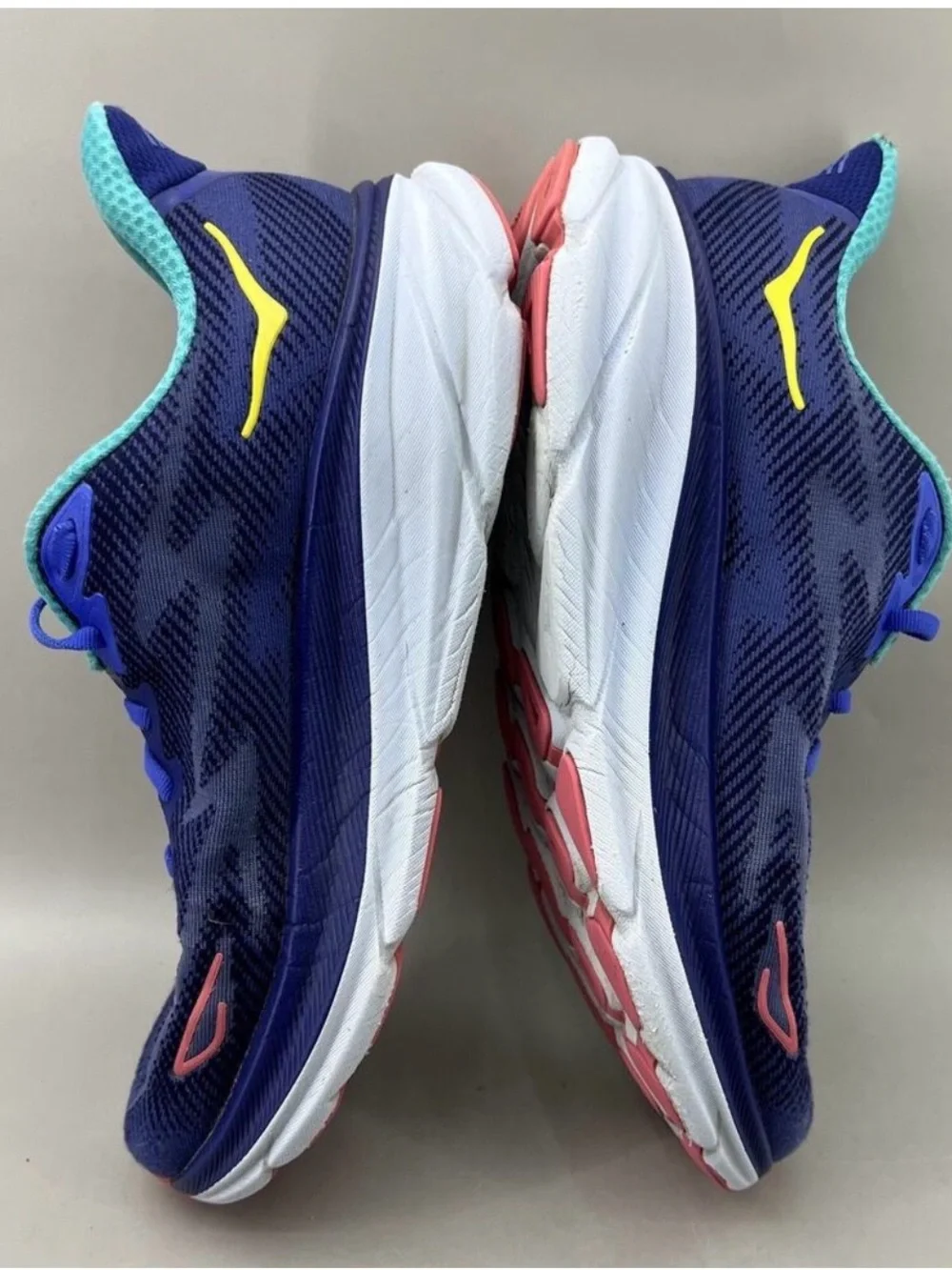 Hoka Women's Navy & Teal Running Shoes with Pink Logos